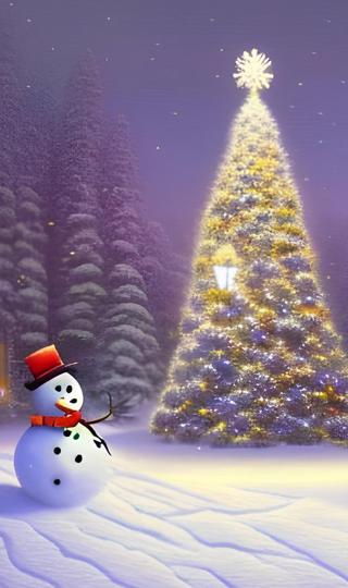 圣诞树雪人壁纸高清图片
