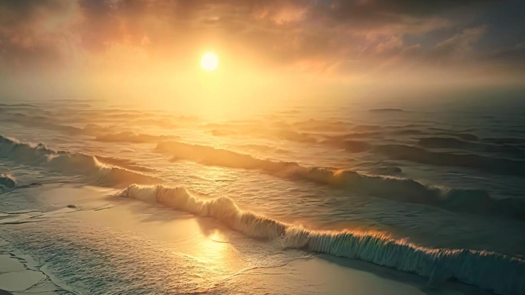 黄昏夕阳大海图片唯美高清壁纸
