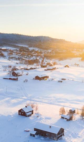 乡村冬季雪景手机壁纸图片