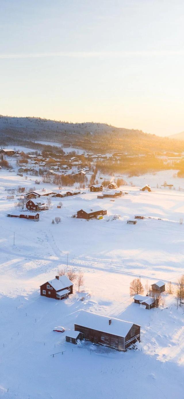 乡村冬季雪景手机壁纸图片