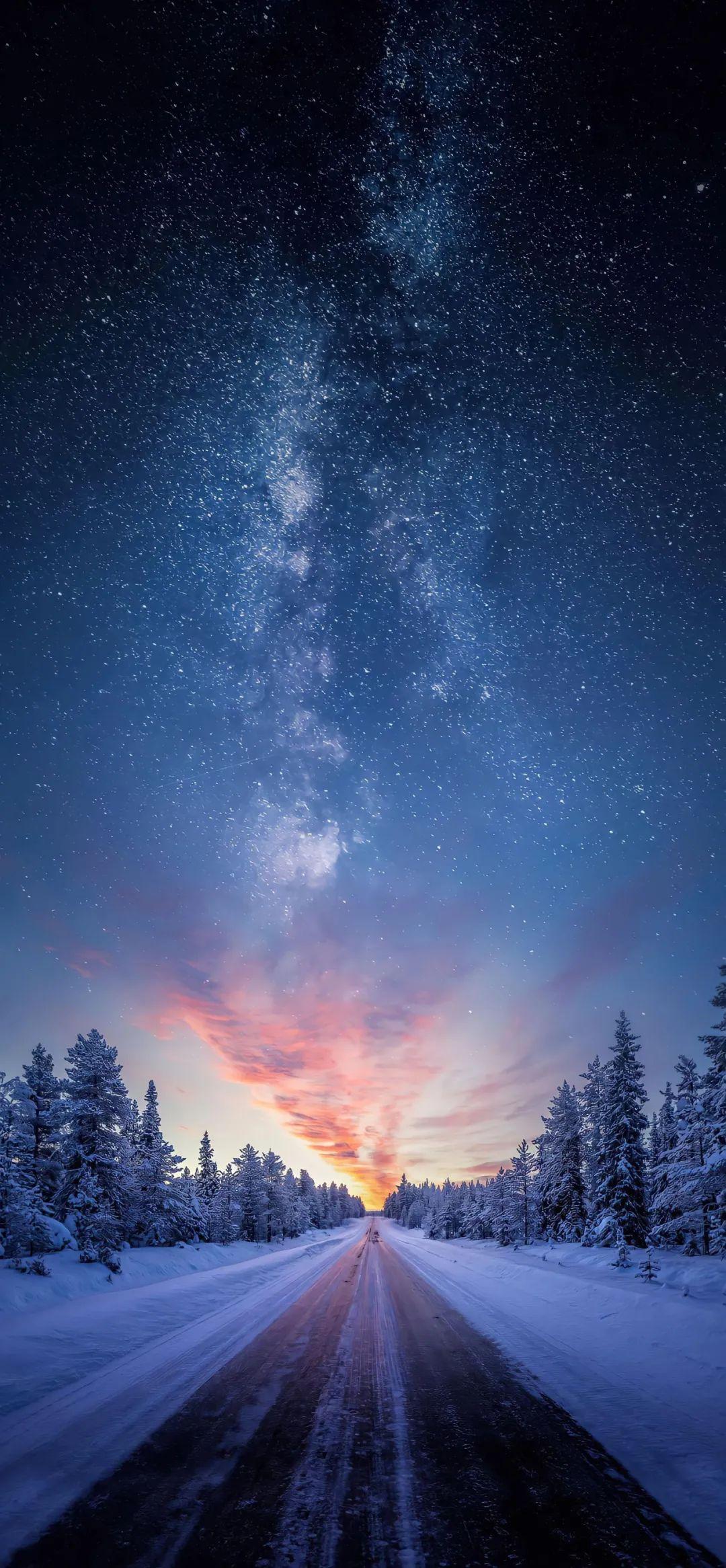 手机壁纸图片最新款2023清新唯美道路星空风景图片