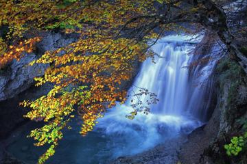 秋天瀑布图片景色唯美图片高清护眼壁纸