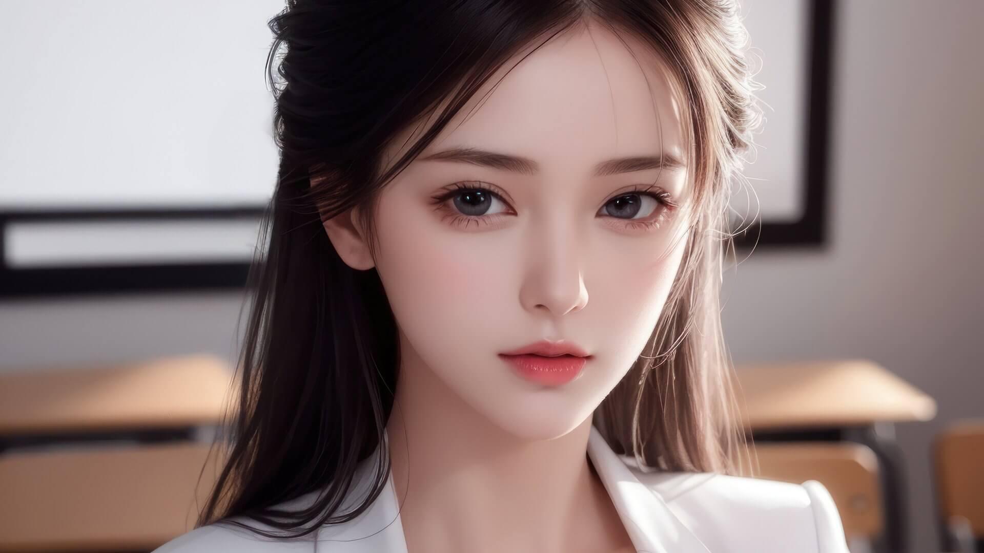 ai美女绘画电脑壁纸图片1