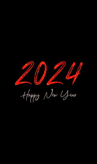 2024新年快乐 红色2024个性字体手机高清壁纸 