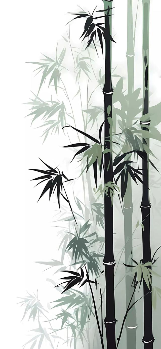 竹子水墨画手机壁纸图片