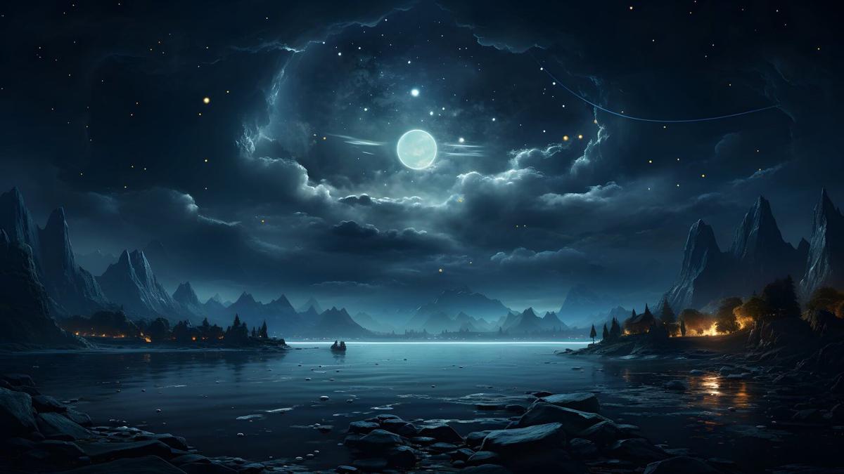 梦幻唯美月夜风景电脑壁纸高清图片