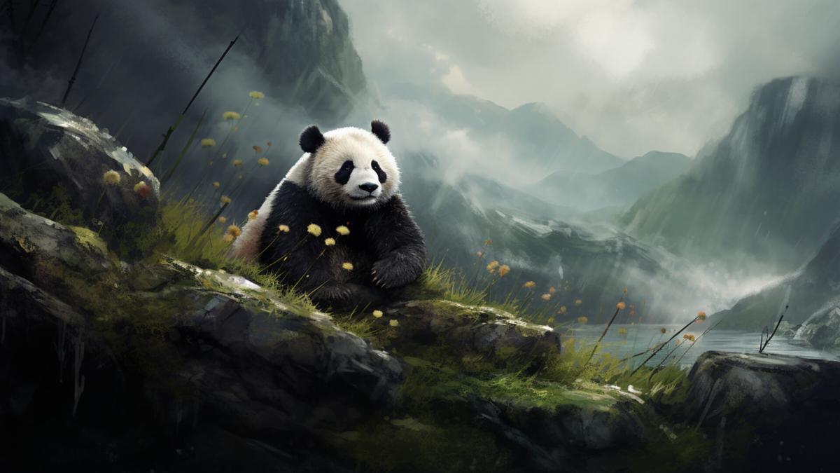 大自然中的大熊猫电脑壁纸风景 桌面高清